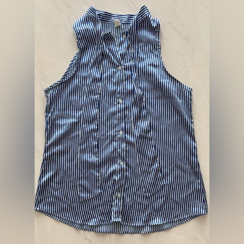 American Apparel striped tie neck sleeveless top